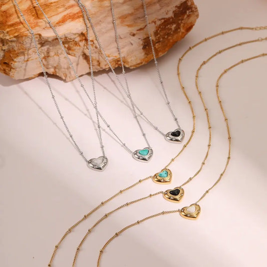 Heartstone Titanium Steel Love Pendant Necklace