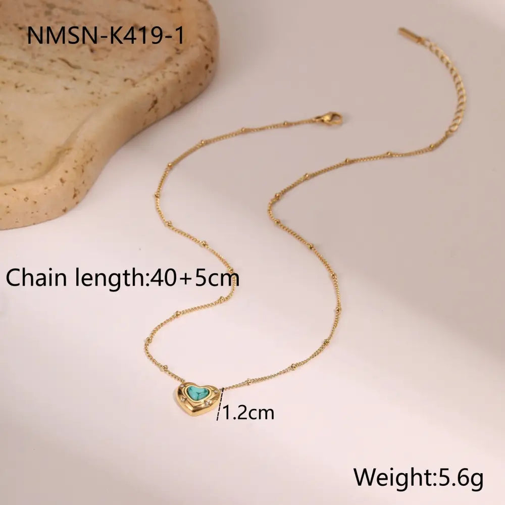 Heartstone Titanium Steel Love Pendant Necklace - NMSN K4191 / 18K