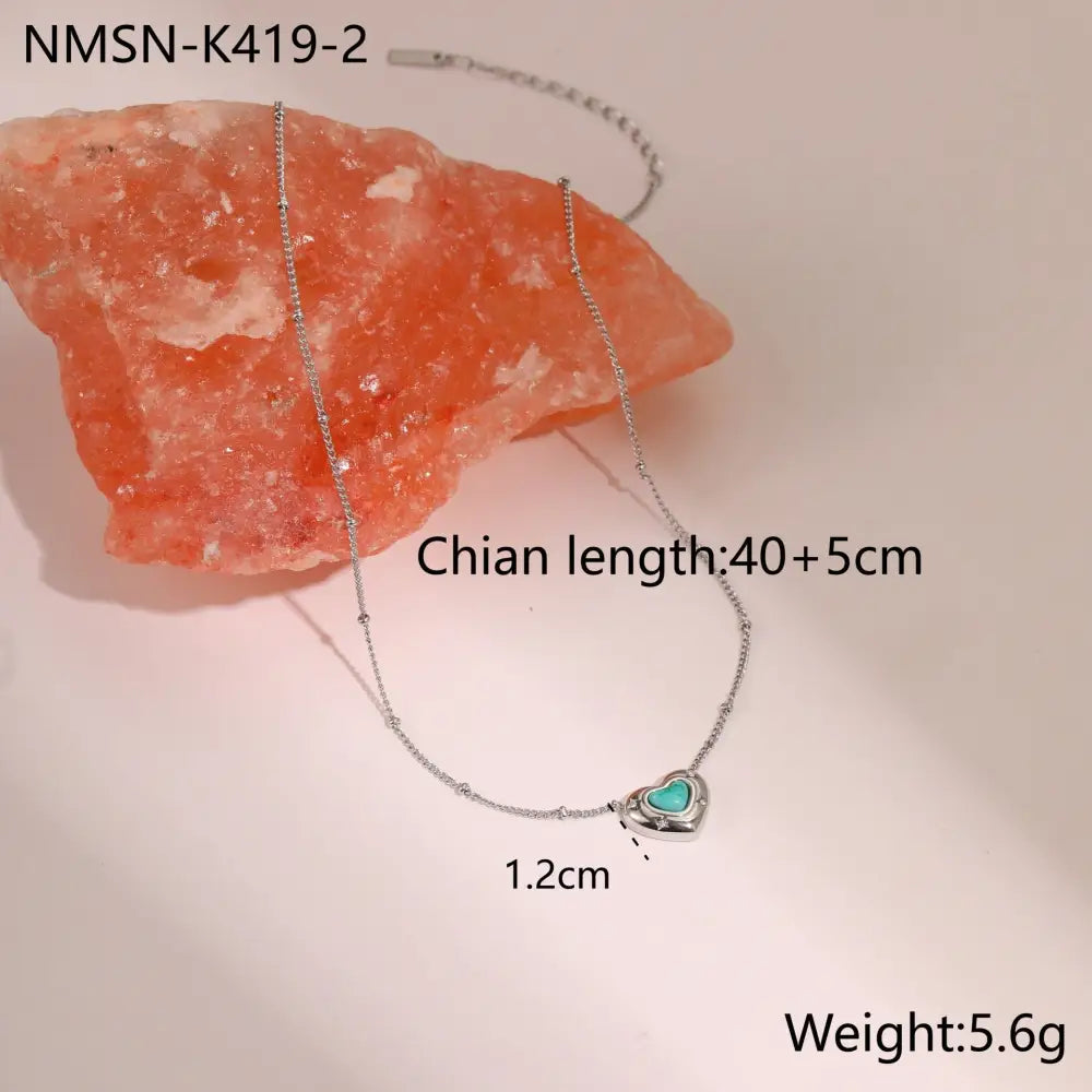 Heartstone Titanium Steel Love Pendant Necklace - NMSN K4192 / 18K