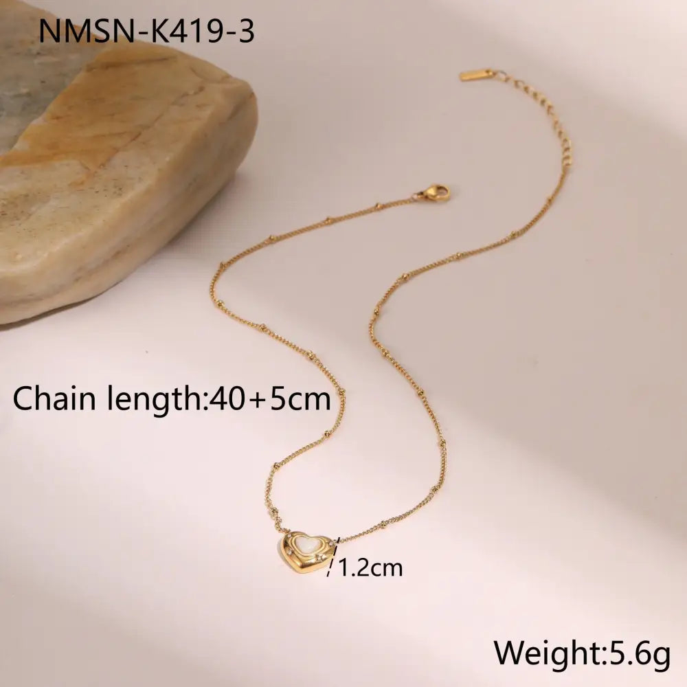 Heartstone Titanium Steel Love Pendant Necklace - NMSN K4193 / 18K