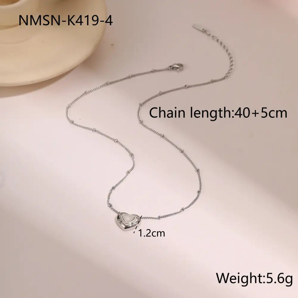 Heartstone Titanium Steel Love Pendant Necklace - NMSN K4194 / 18K