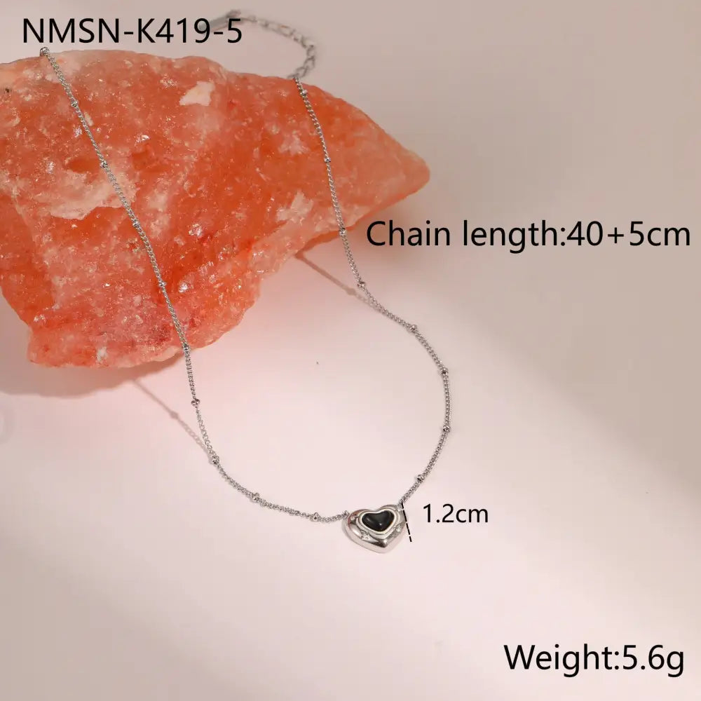 Heartstone Titanium Steel Love Pendant Necklace - NMSN K4195 / 18K
