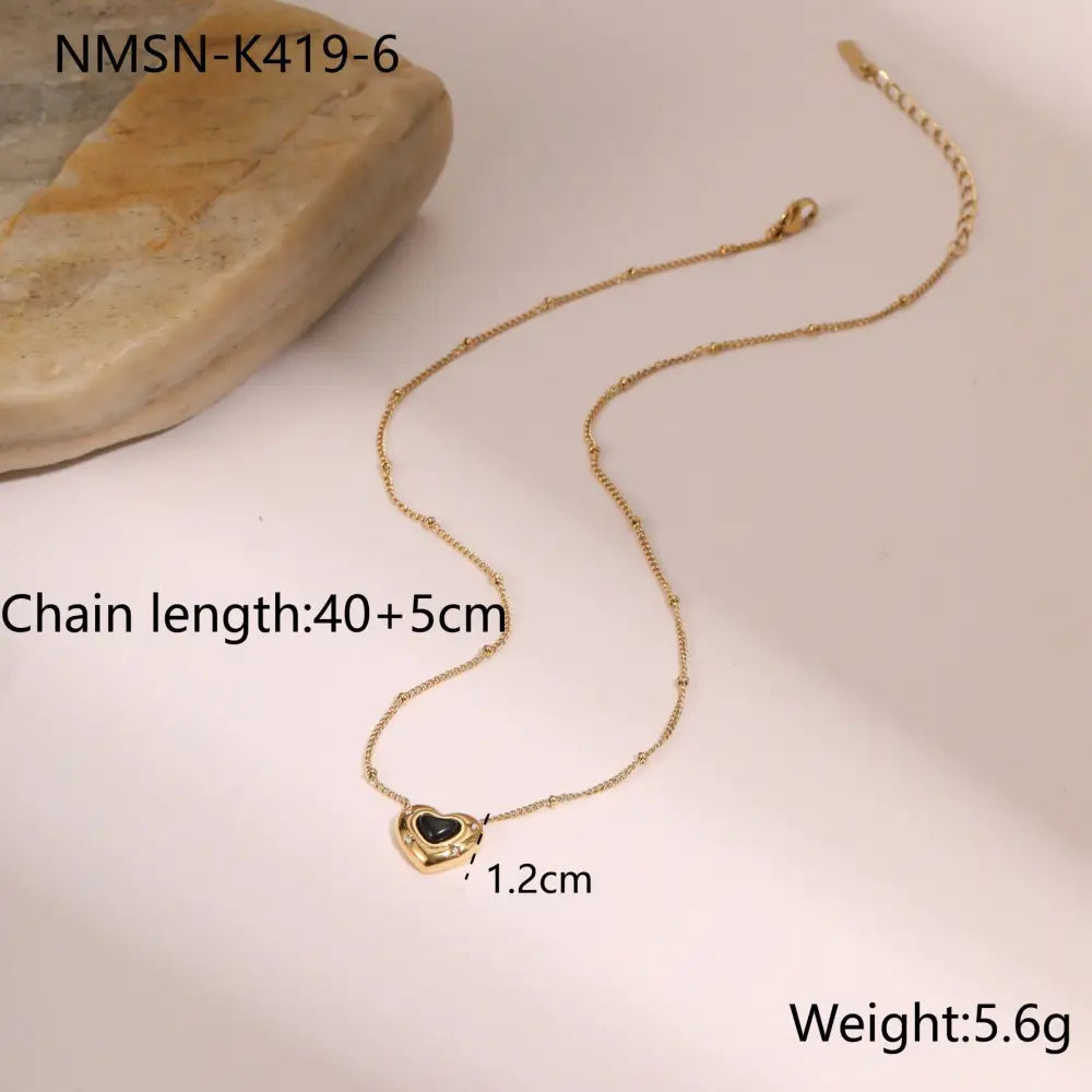 Heartstone Titanium Steel Love Pendant Necklace - NMSN K4196 / 18K