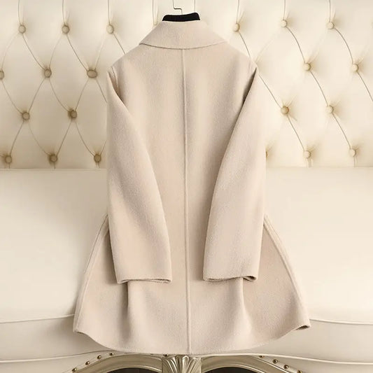 Beige wool coat.