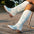 High Heel PU Boots with Round Toe and Rubber Sole - White / 36