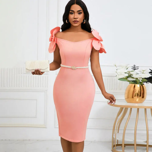 High Waist Midi Skirt with Colored Belt in Multiple Sizes