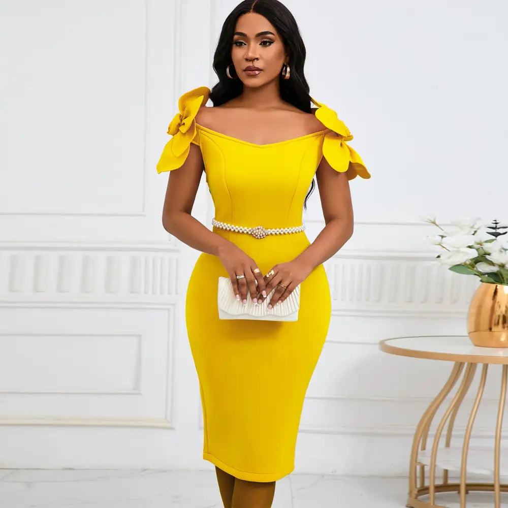 High Waist Midi Skirt with Colored Belt in Multiple Sizes