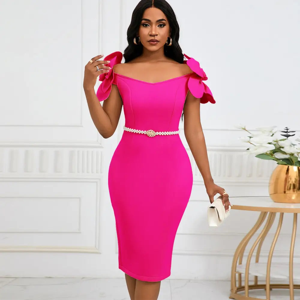 High Waist Midi Skirt with Colored Belt in Multiple Sizes