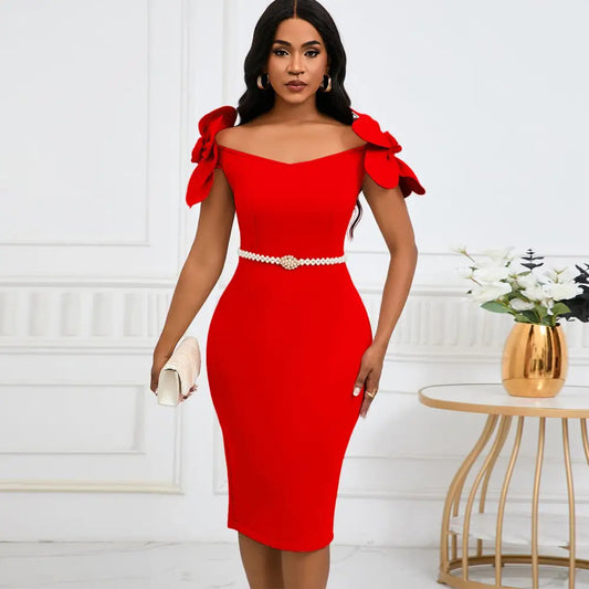 High Waist Midi Skirt with Colored Belt in Multiple Sizes