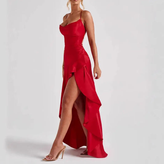 High Waist Sleeveless Polyester Sling Dress in Multiple Colors