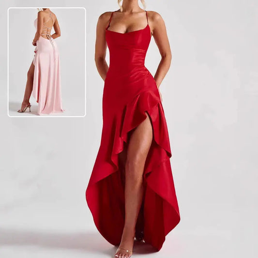 High Waist Sleeveless Polyester Sling Dress in Multiple Colors