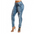 High-Waisted Breasted Ripped Jeans - Royal Blue / S