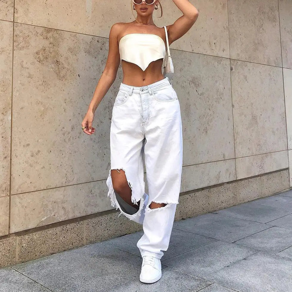 Hole-y Chic White Jeans
