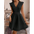 Hollow V-neck Dress - Black / S