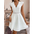 Hollow V-neck Dress - White / S