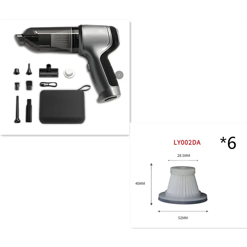 Home and Car Dual Purpose Handheld Vacuum Cleaner 12000Pa Rechargeable EVA bag suit