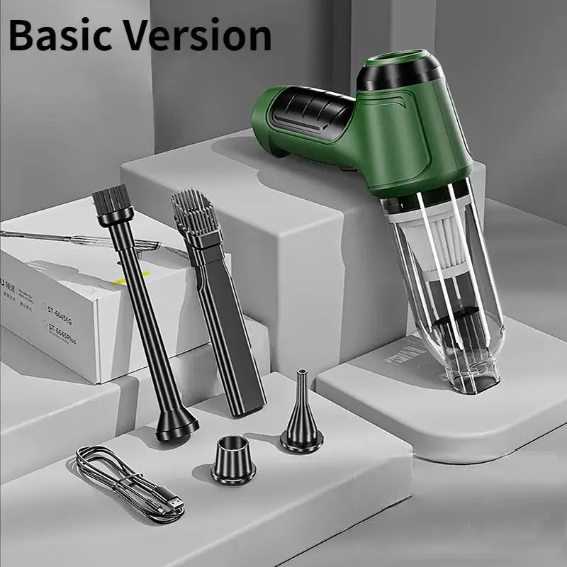 Home and Car Dual Purpose Handheld Vacuum Cleaner 12000Pa Rechargeable Basic green