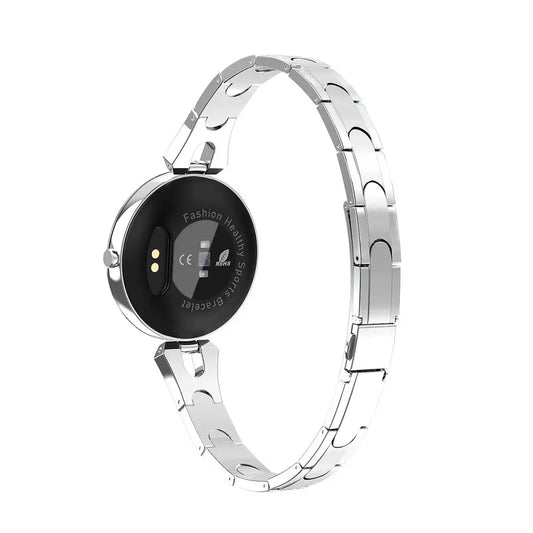 Silver smart bracelet.