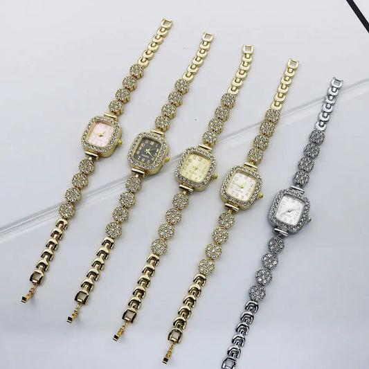 JewelSquare Luxe Watch with Diamond-Encrusted Stainless Steel Case