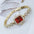 JewelSquare Luxe Watch with Diamond-Encrusted Stainless Steel Case - Square Style Golden Red