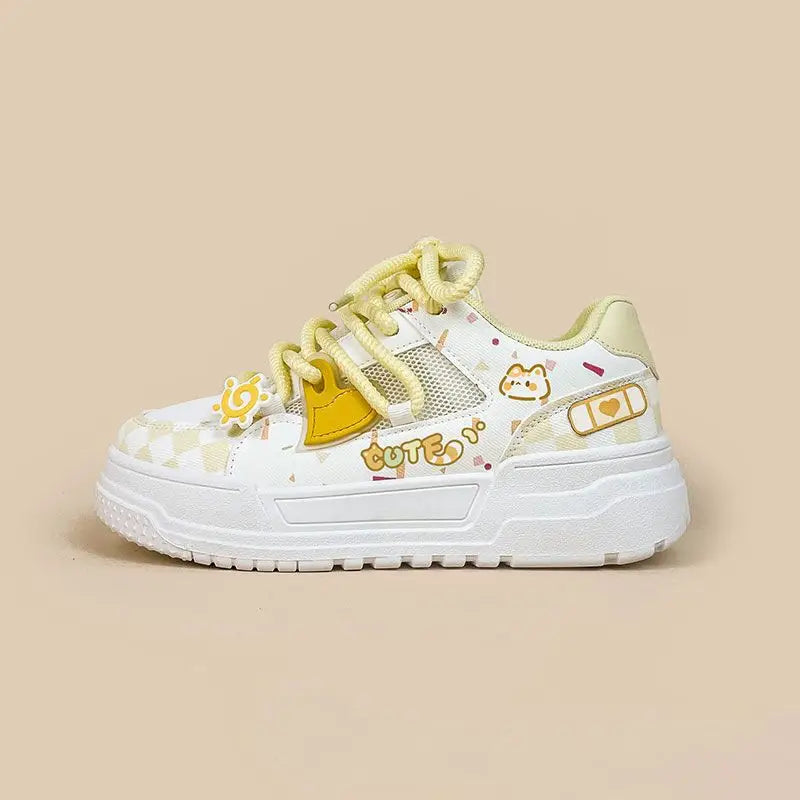 K-Dopamine Mesh: Cute Breathable Korean Sneakers - Little Meow / 35