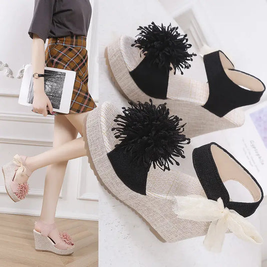 K-Style Plus Wedge Peep Toe Sandals