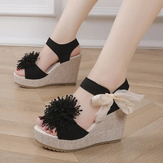 K-Style Plus Wedge Peep Toe Sandals