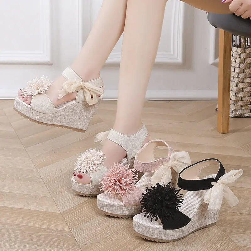 K-Style Plus Wedge Peep Toe Sandals