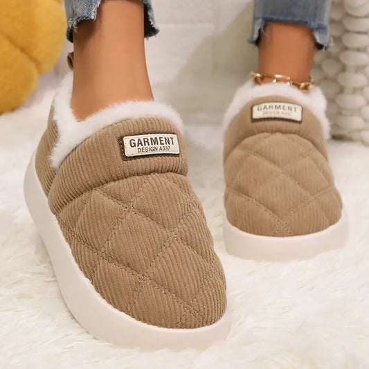 Khaki Low Top Hiking Shoes with Artificial Wool Lining and Rubber Sole