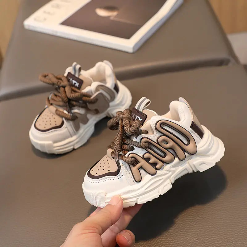 Kids’ Lettered Outdoor Shoes - Khaki / 21