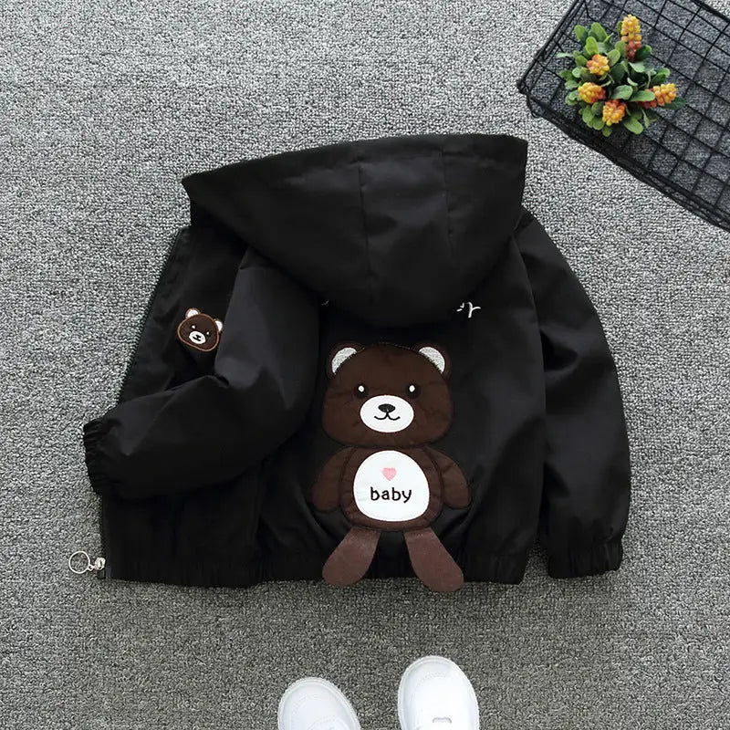 KidzZip Hooded Jacket - Baby bear coat black / 80cm
