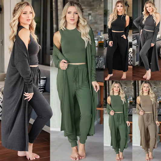 KnitFlex Women’s Slim-fit Vest & Trousers Set