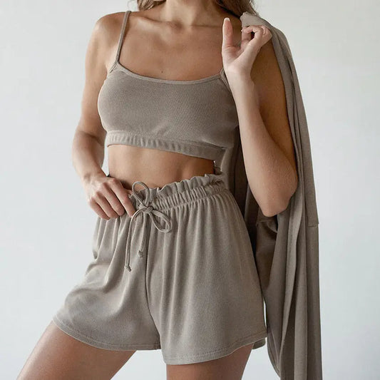 Knitted French Ice Silk Rib Wrap Chest Underwear Comfortable Women’s Pajamas