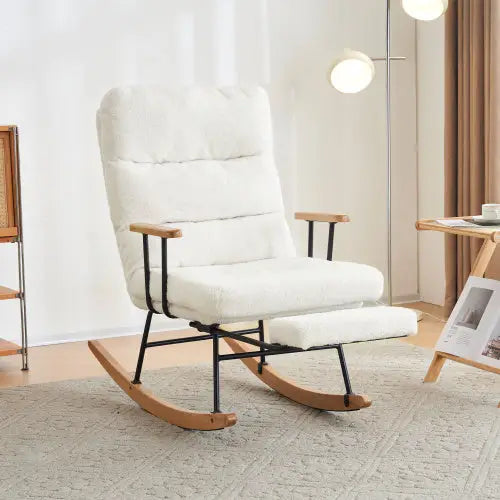 Komfortabler Schaukelsessel mit Schwerkraftverstellung und Fußstütze White 5
