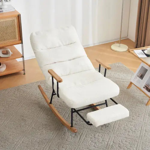 Komfortabler Schaukelsessel mit Schwerkraftverstellung und Fußstütze White 5