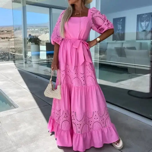 Lace Charm: Waist-Controlled Casual Dress for Women