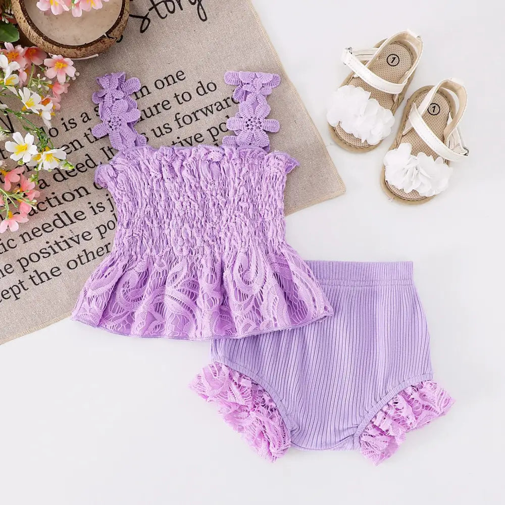 Lace Harem Set - Purple / 0to3M
