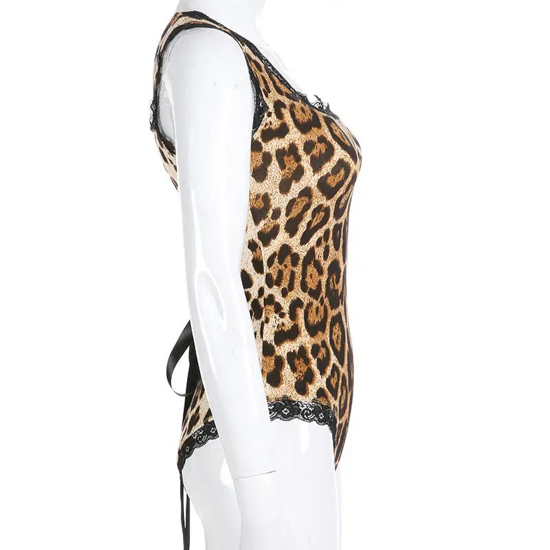 Lace leopard print swimsuit