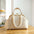 Lace Luxe: Women’s Spacious Shoulder Handbag - Lace Beige / Portable