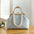 Lace Luxe: Women’s Spacious Shoulder Handbag - Lace Sky Blue / Portable