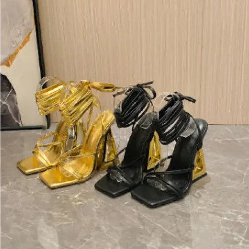 Lace-Up Crossover Heel Sandals