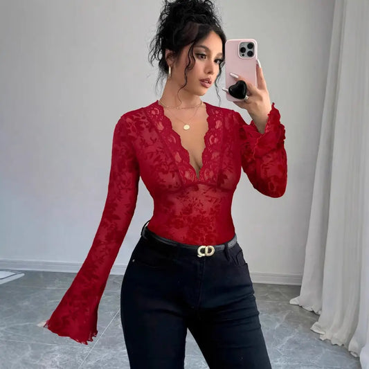 LaceFlare V-neck Tee