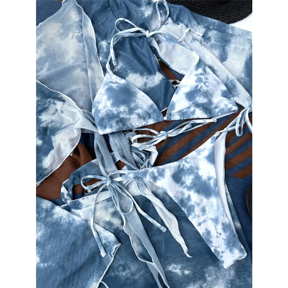 Ladies Split Swimsuit Tie-dye Sexy Four-piece Bikini