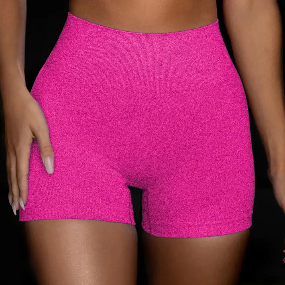 Ladies underwear seamless yoga fitness sports suit - RoseRed shorts / M