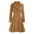 Tan double-breasted pleated coat.