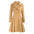 Tan double-breasted pleated coat.