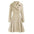 Beige double-breasted pleated coat.