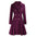 Plum double-breasted pleated coat.