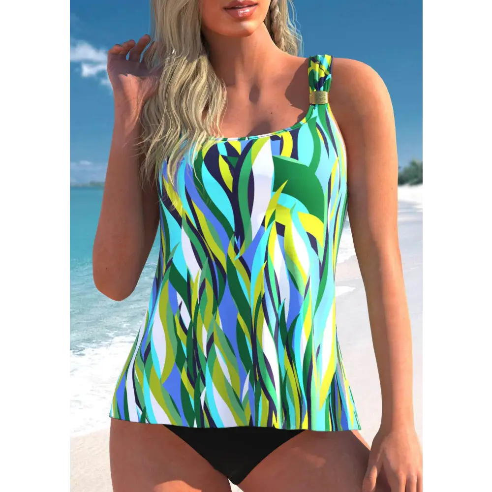 Large Split Bikini Two-piece Sling - Green / S