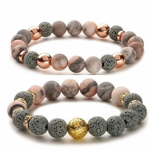 LavaFlow Zen Volcanic Energy Bead Bracelet - Pink
